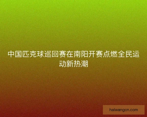 中国匹克球巡回赛在南阳开赛点燃全民运动新热潮